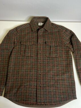 Flint and Tinder Felted Wool Overshirt Color: Bourbon Shepards Check - Medium